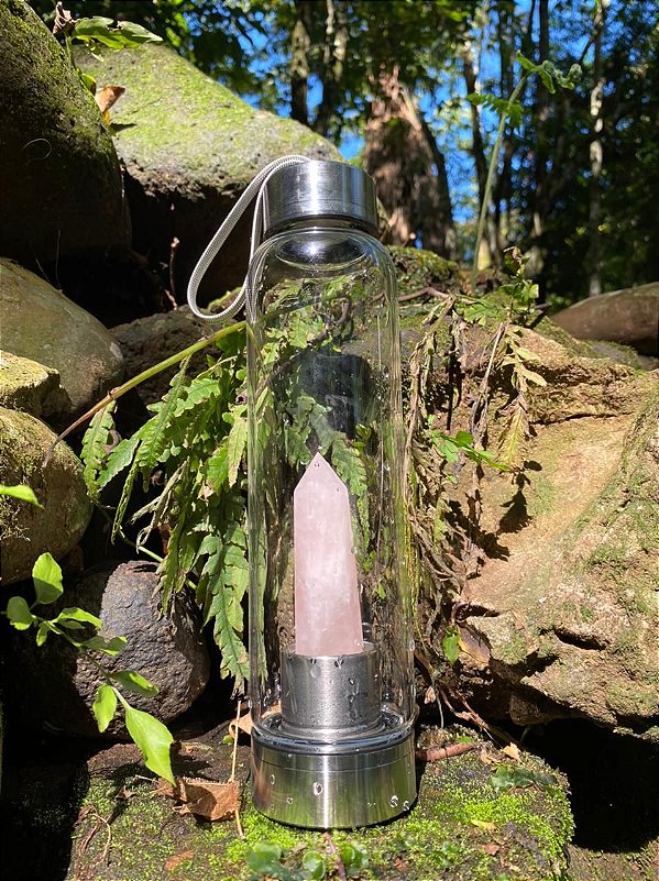 Garrafa Cristal Quartzo Rosa