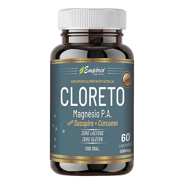 Cloreto De Magnésio + Sucupira + Cúrcuma - 500mg - 60 Cápsulas