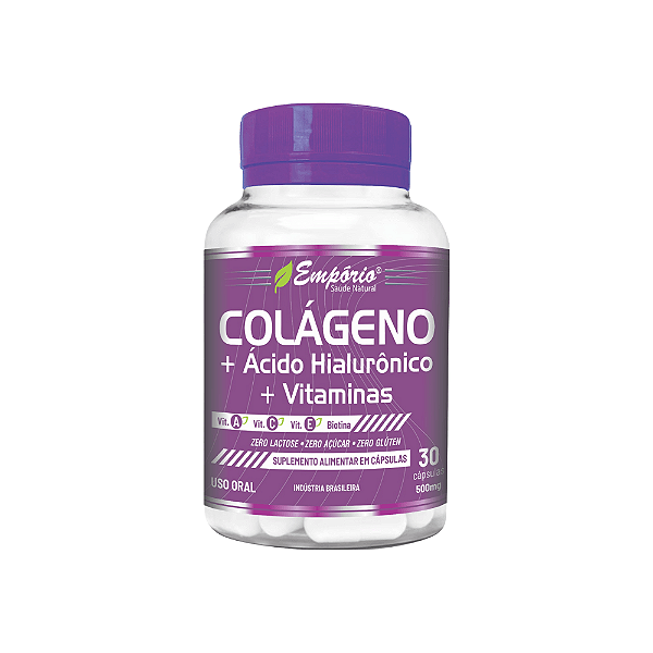 Colágeno + Ácido Hialurônico + Vitaminas - 500mg - 30 Cápsulas