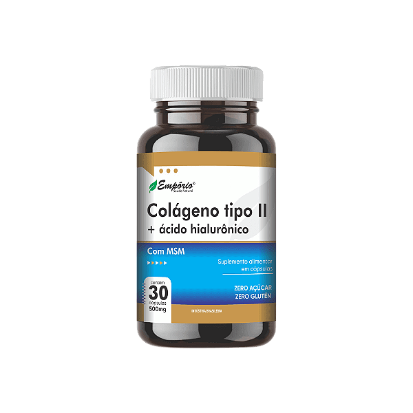Colágeno Tipo ll + Ácido Hialurônico com MSM - 500mg 30 cápsulas