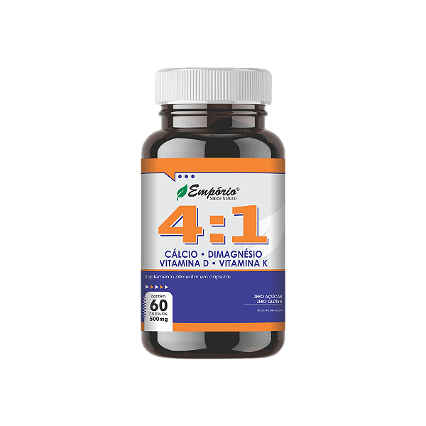 4:1 (Cálcio, Dimagnésio, Vitamina D e Vitamina K) - 500mg 60 cápsulas