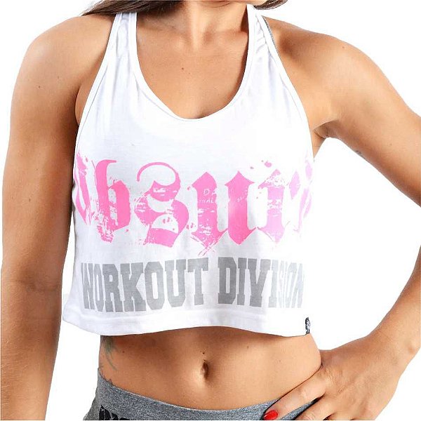 Regata Cropped Absurd Estampa Rosa