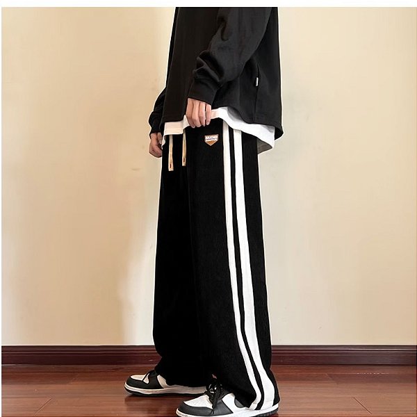 Calças retrô americanas de veludo para homens