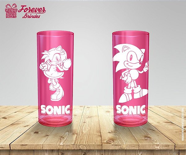 Copo Long Drink Amy Rose e Sonic