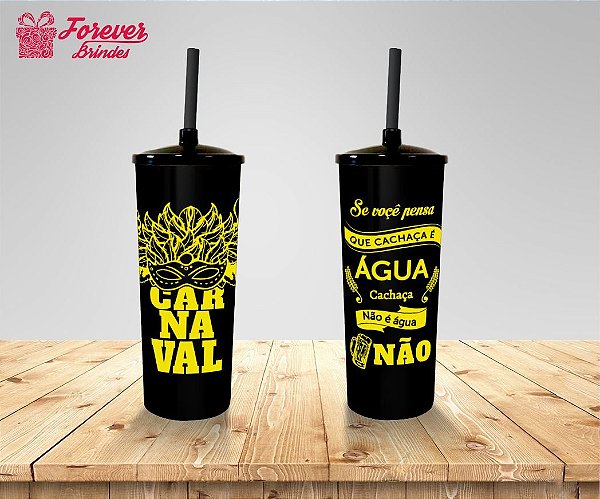 Copo Long Drink Carnaval Preto e Amarelo