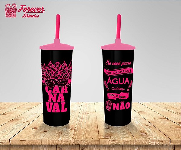 Copo Long Drink Carnaval Rosa e Preto