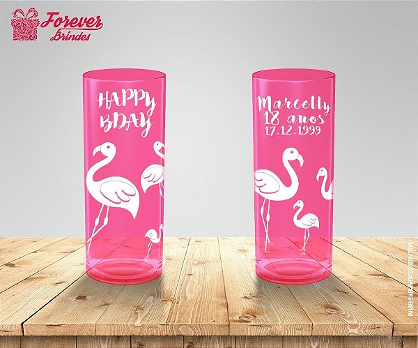 Copo Long Drink Flamingo Happ Bday