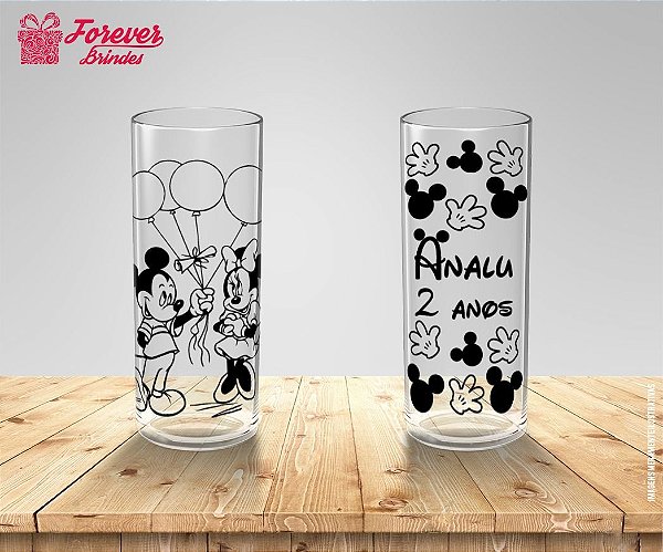 Copo Long Drink Mickey e Minnie Mãos