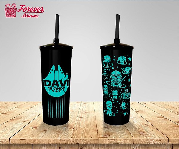 Copo Long Drink Tampa e Canudo Star Wars