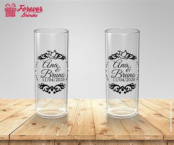 Copo Long Drink Transparente  Personalizado Casamento