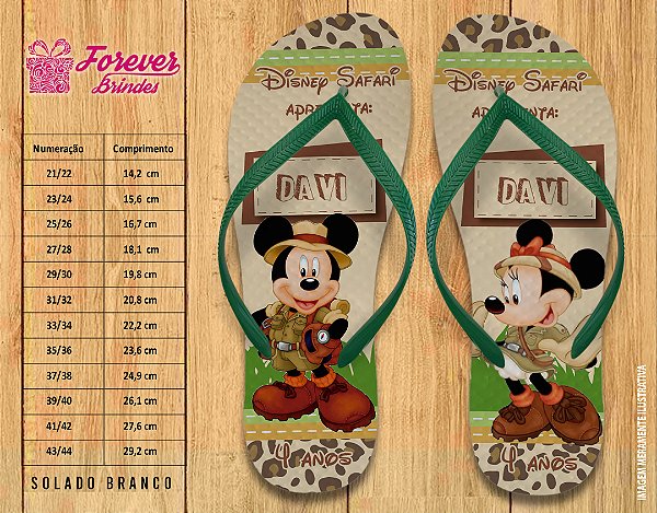 Chinelo Personalizado Mickey e Minnie Safari