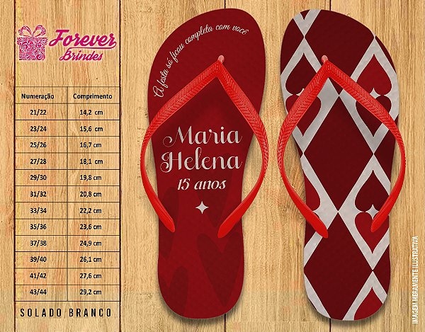 Chinelo Personalizado Aniversário de 15 Anos