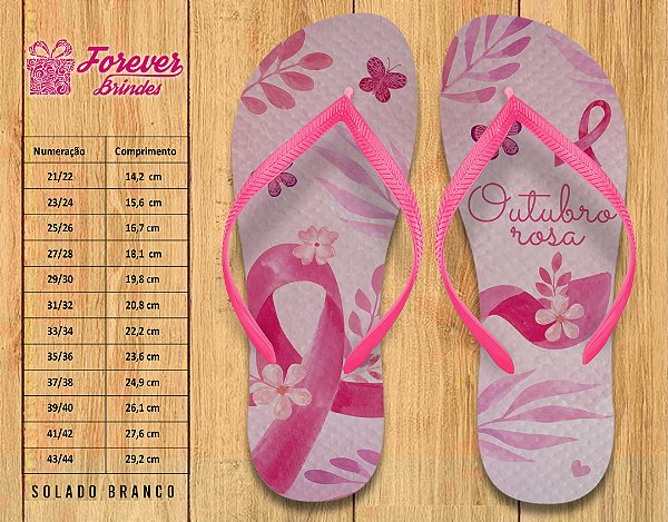 Chinelo Personalizado Outubro Rosa