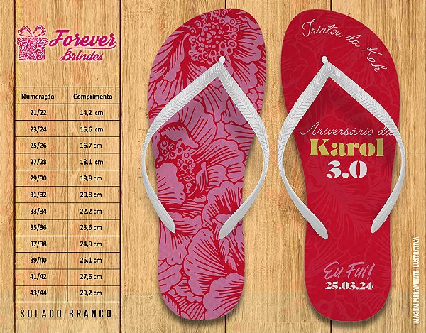 Chinelo Personalizado Aniversário Trintou