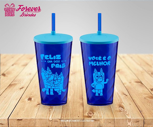 Copo Twister Tampa e Canudo DIA DOS PAIS BLUEY E BINGO
