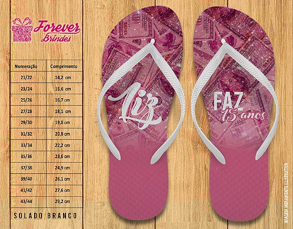 Chinelo Personalizado Aniversário de 15 Anos