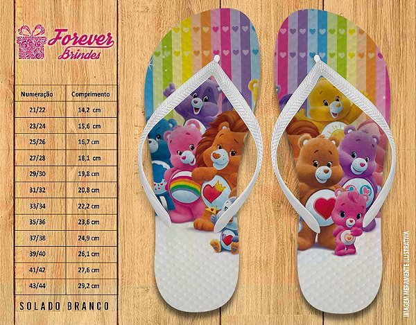 Chinelo Personalizado Aniversário Ursinhos Carinhosos