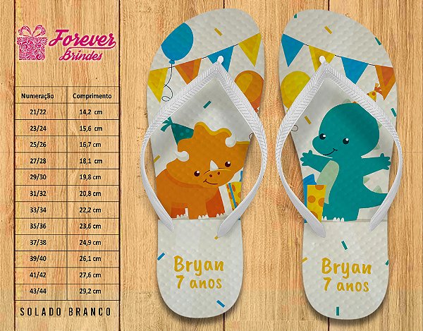 Chinelo Personalizado Aniversário de Dinossauro