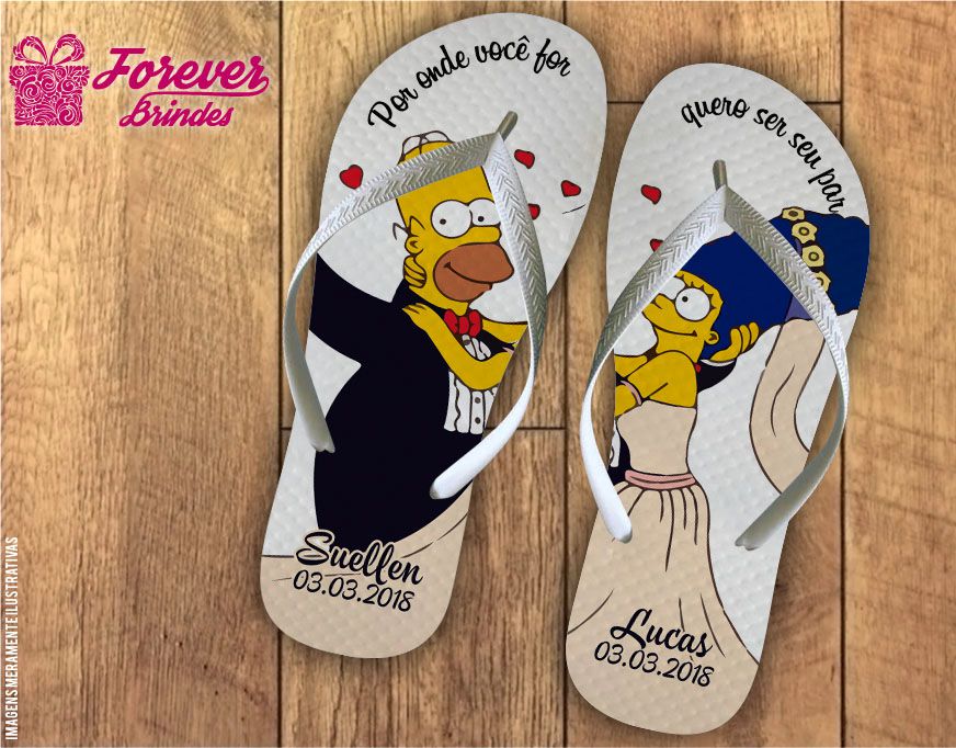 Chinelo De Casamento Homer e Marge