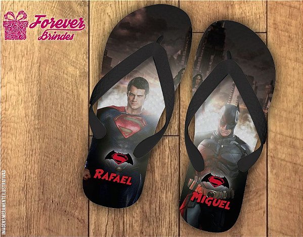 Chinelo De Aniversário Infantil Batman x Superman