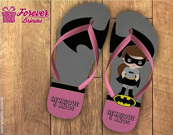 Chinelo De Aniversário Infantil Batman Menina