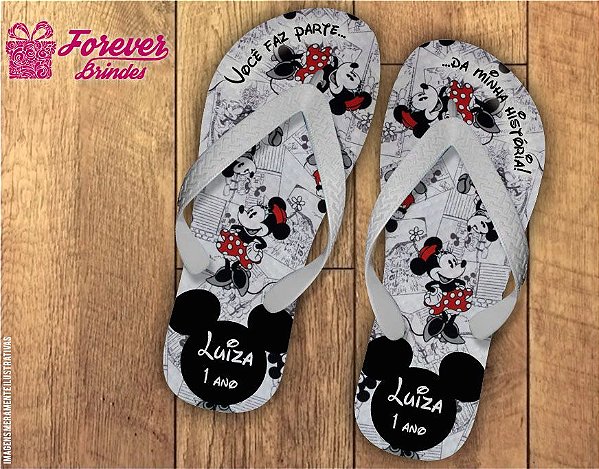 Chinelo De Aniversário Infantil Minnie Menina