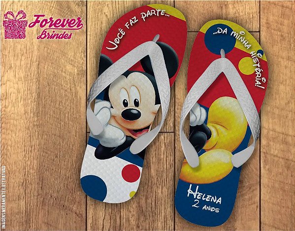 Chinelo De Aniversário Infantil Mickey Menino