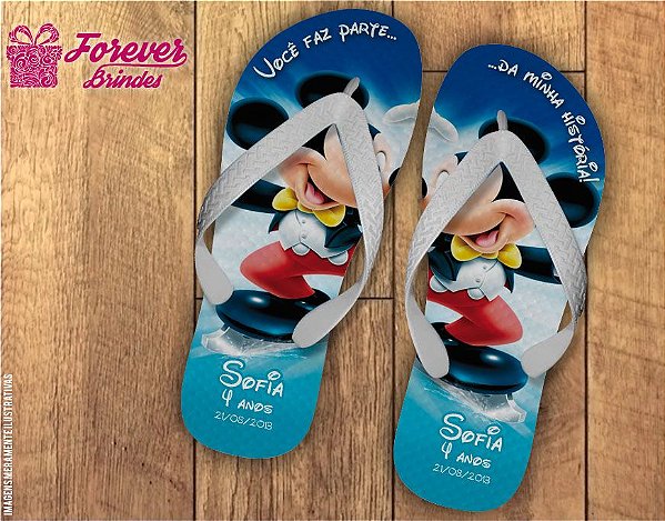 Chinelo De Aniversário Infantil Mickey Menino