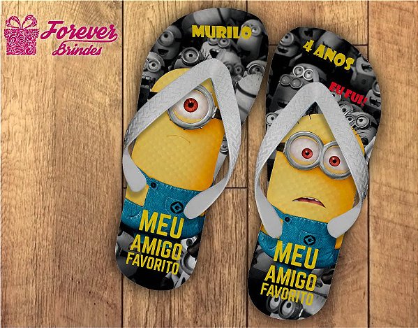 Chinelo De Aniversário Infantil Minions Menino