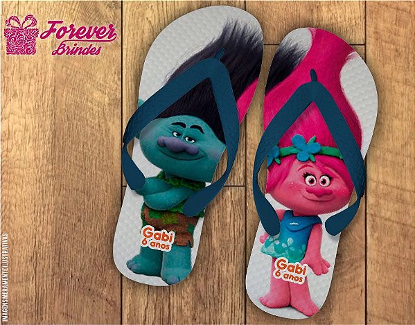 Chinelo De Aniversário Infantil Trolls Menino