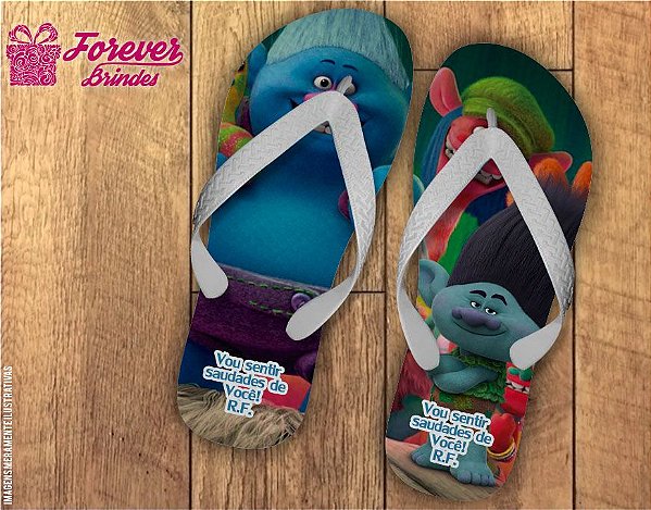 Chinelo De Aniversário Infantil Trolls Menino