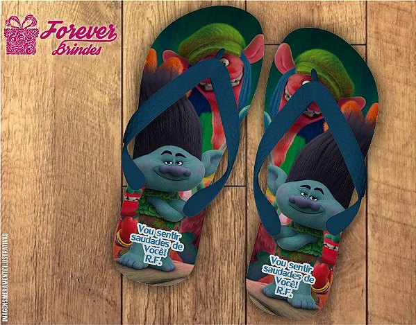 Chinelo De Aniversário Infantil Trolls Menino