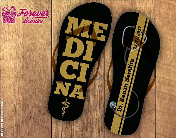 Chinelo Formatura Medicina Dourado