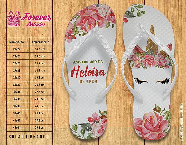 Chinelo Personalizado Aniversário Unicórnio