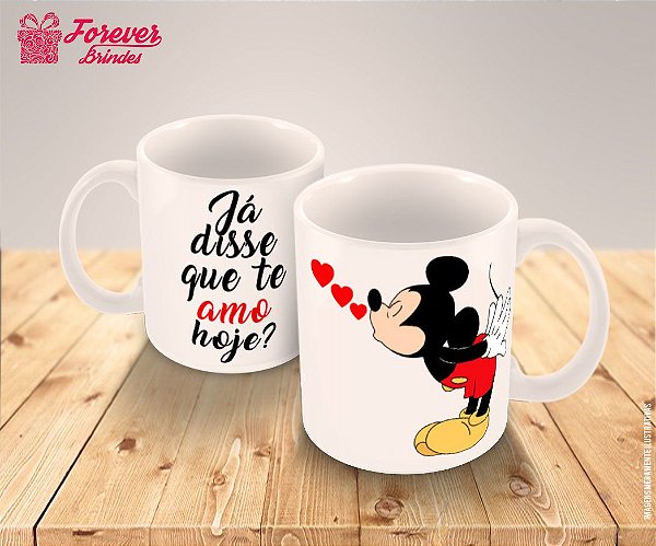 Caneca Porcelana Mickey Coração Disney