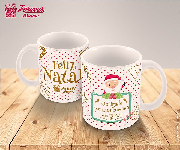 Caneca Porcelana Personalizada Natal Dourado