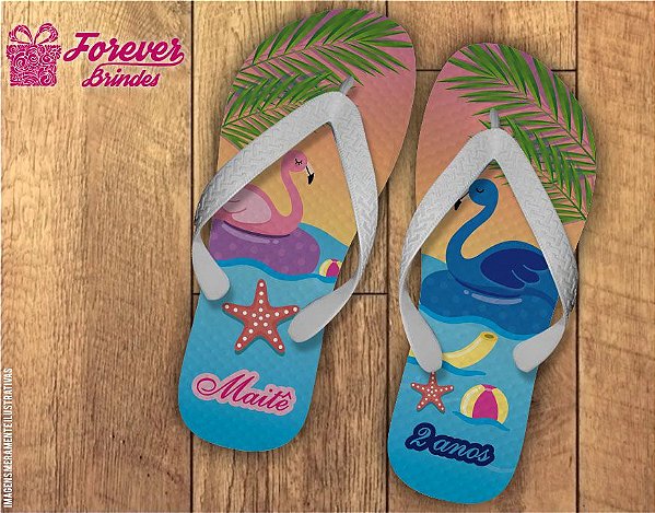 Chinelo De Aniversário Infantil Flamingo