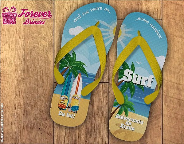 Chinelo De Aniversário Infantil Surf Minions