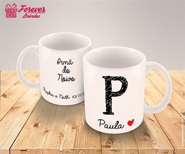 Caneca Porcelana Personalizada Casamento Coração