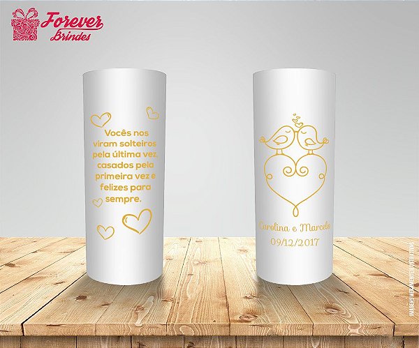 Copo Long Drink Casamento Pombinhos