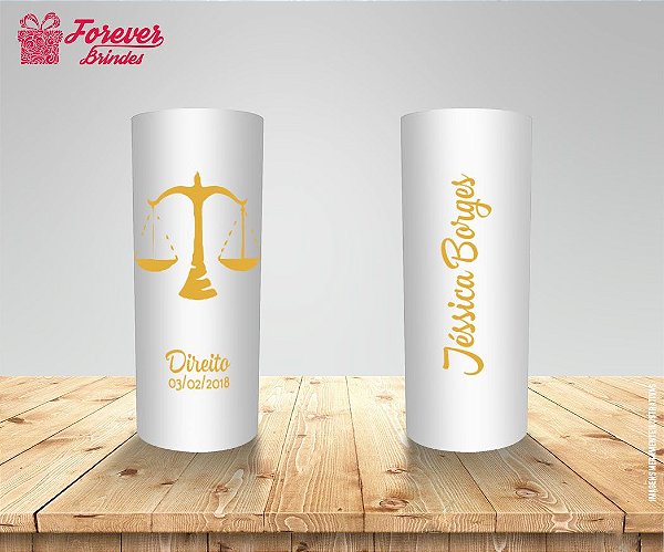 Copo Long Drink Direito Branco e Dourado