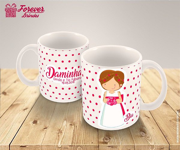 Caneca Porcelana Estampada Daminha