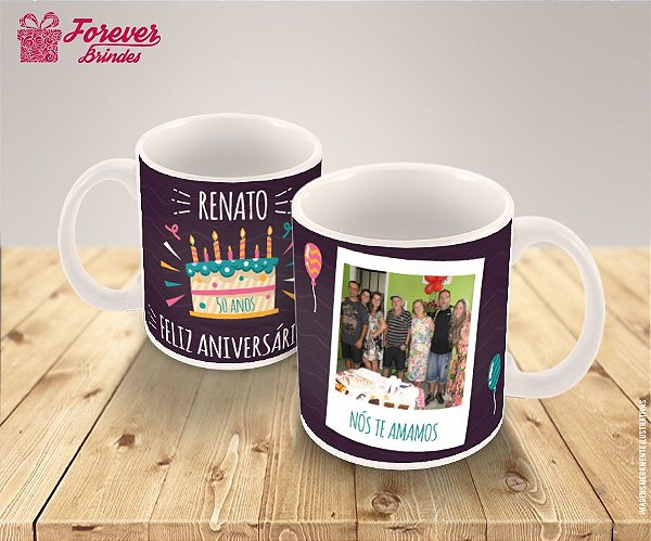Caneca Porcelana Estampada Aniversario