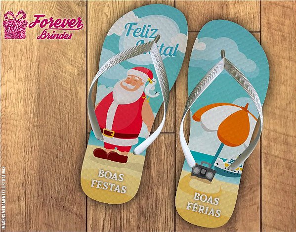 Chinelo De Natal Papai Noel Na Praia - FOREVER BRINDES