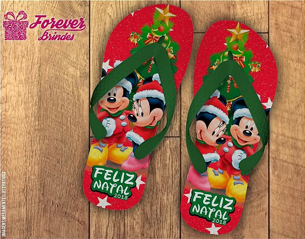 Chinelo De Natal Minnie e Mickey