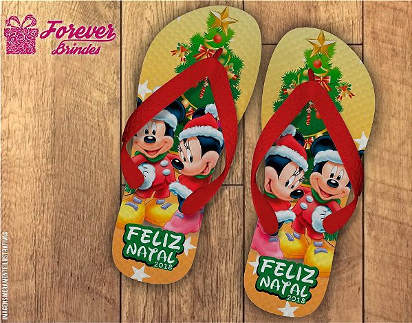 Chinelo De Natal Minnie e Mickey