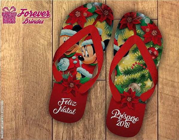 Chinelo De Natal Mickey e Minnie Flores