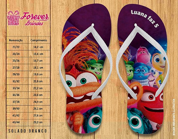 Chinelo Personalizado Aniversário Divertidamente