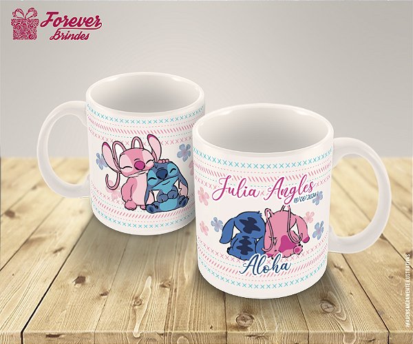 Caneca de Porcelana Personalizada Aniversário Stitch