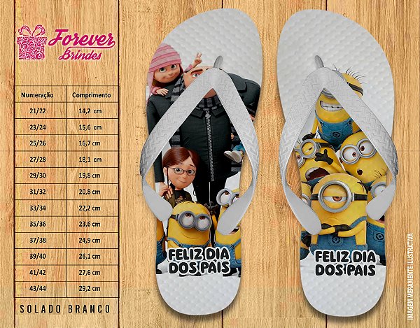 Chinelo Personalizado Aniversário Meu Malvado Favorito DIA DOS PAIS
